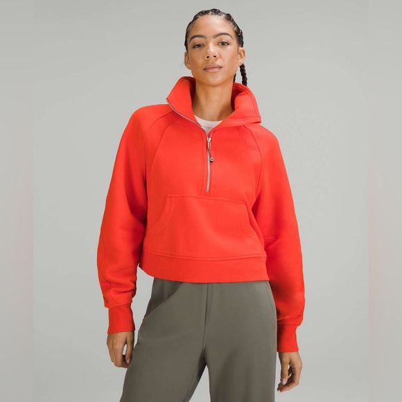 lululemon athletica Tops - Lululemon Scuba Oversized Funnel Neck Half Zip Solar Orange XS/S